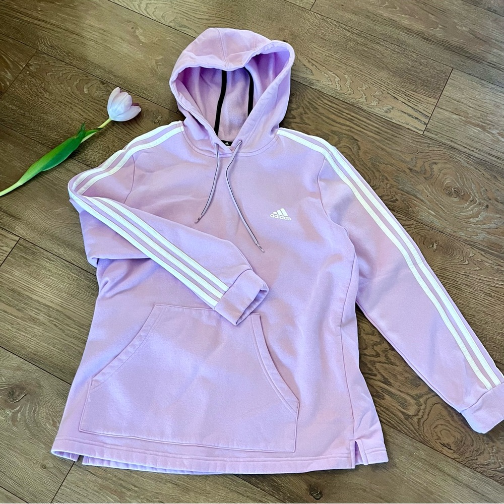 Adidas Pink Hoodie with White Stripes , Size Xl